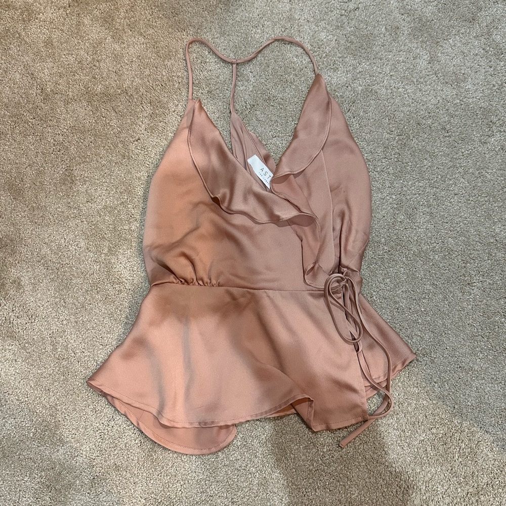 ASTR Satin Ruffle Tank - Picture 3 of 7